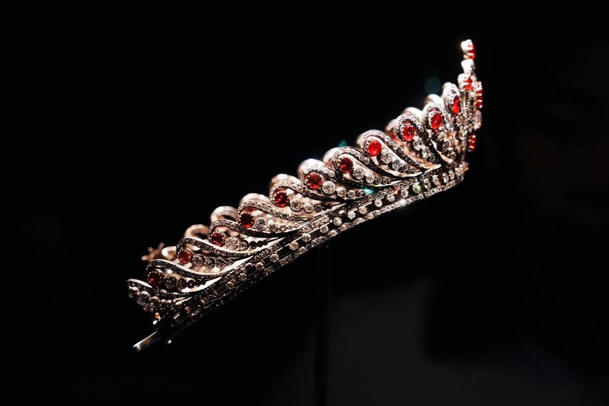 Close-up of parade tiara styles secured with backcombed hair and hidden elastic loops